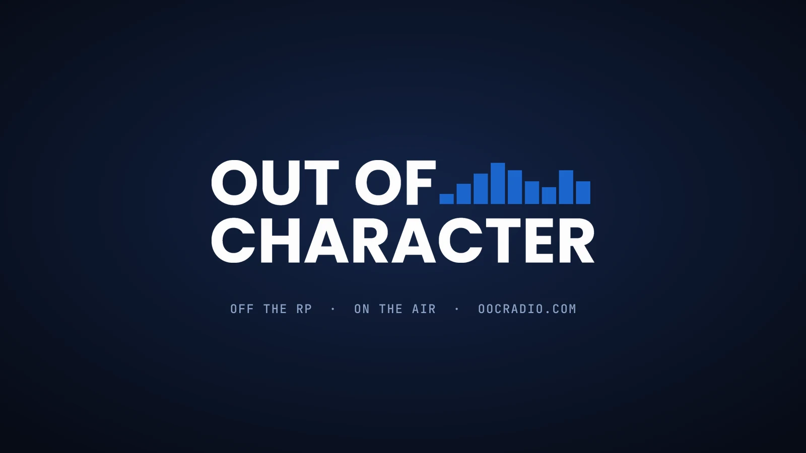 The Out of Character Radio wordmark on a deep navy background.